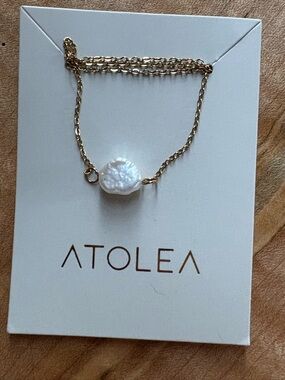 Atolea Waterproof Sweatproof Gold Chain Necklace with Freshwater Pearl Pendant